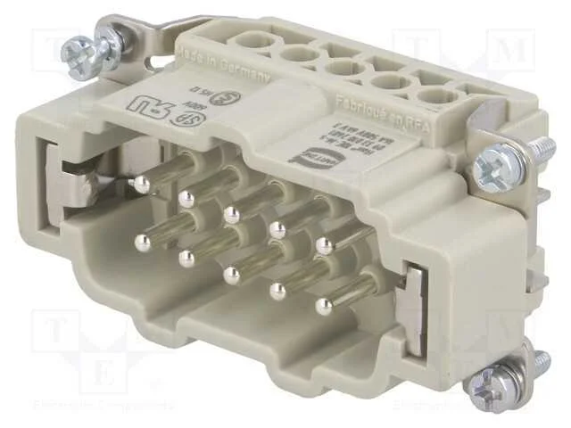 Conector: HDC, inserto de contatos, macho, Han E,.
