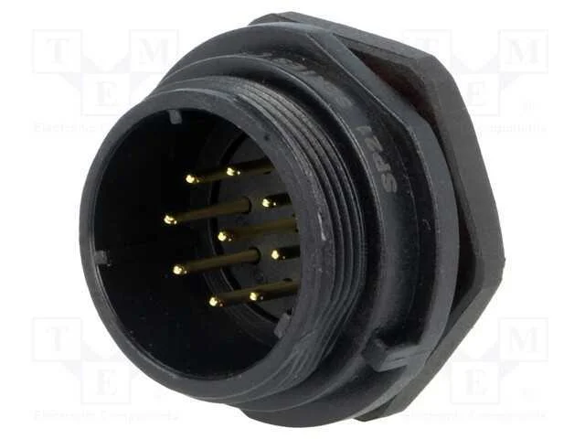 Tomada, SP21, macho, PIN: 9, IP68, 5A, solda, 500.