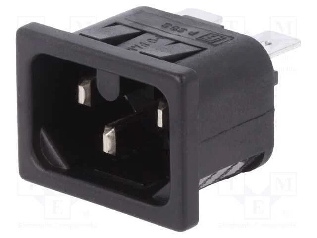 Conector: de alimentação, tomada, macho, 10A, 250.
