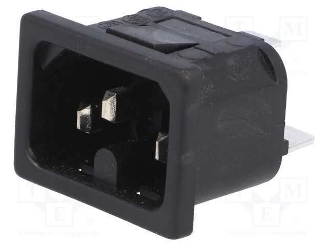 Conector: de alimentação, tomada, macho, 10A, 250.