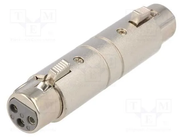 Conector, Xlr Fêmea,Em Ambos Os Lados, Pin: 3, Prateado, Simples