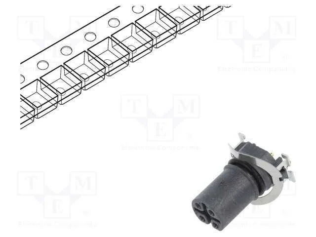 Tomada, M12, Pin: 5, Fêmea, Código B-Profibus, para Pcb, Smt, 60v, 4a