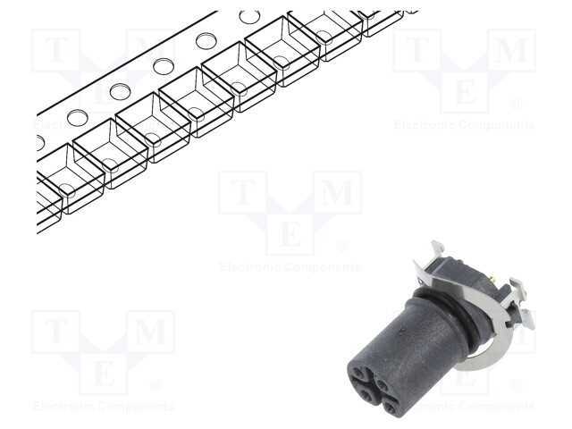 Tomada, M12, Pin: 5, Fêmea, Código B-Profibus, para Pcb, Smt, 60v, 4a