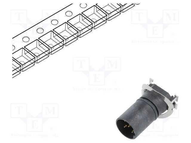 Tomada, M12, Pin: 5, Macho, Código B-Profibus, para Pcb, Smt, 60v, 4a
