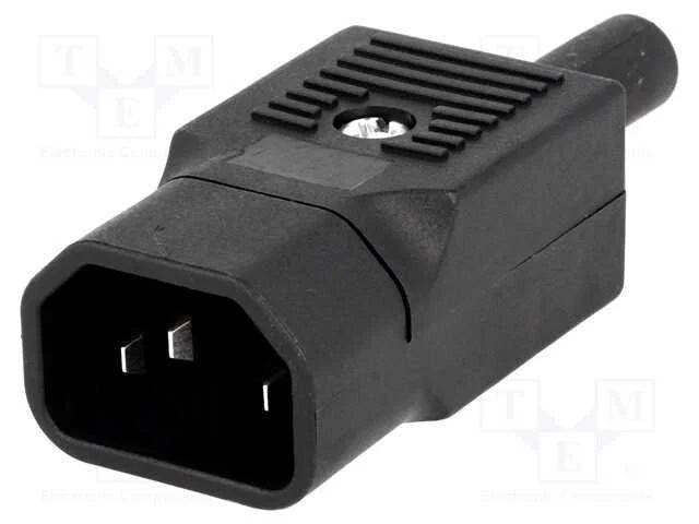 Conector: de alimentação, ficha, macho, 10A, 250V.