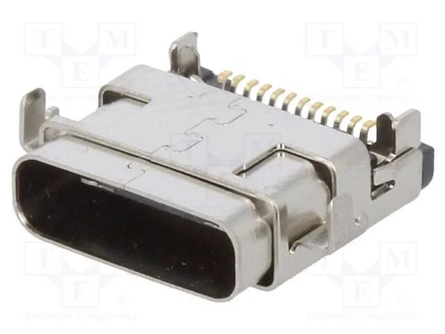 Tomada, Usb C, para Pcb, Smt, Horizontais, Usb 3.1, Gold Flash, 1a