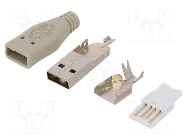 Ficha, Usb A, Macho, com Cabo, Solda, Pin: 4, Simples, Cinzenta