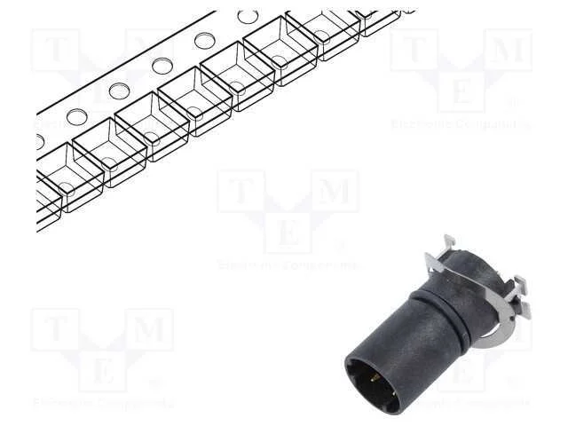 Tomada, M12, Pin: 4, Macho, Código D-Ethernet, para Pcb, Smt, 250v