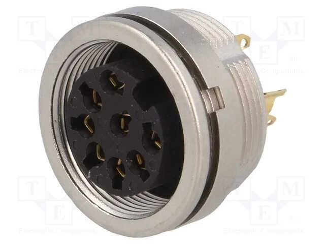 Conector: M16, Tomada, Fêmea, Solda, Pin: 8, 5a, .