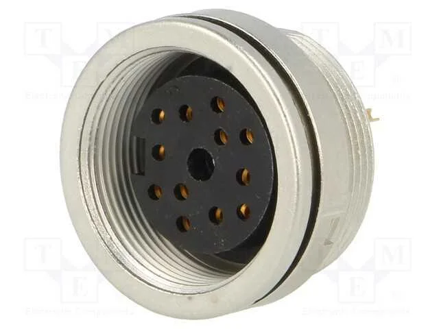 Conector: M16, Tomada, Fêmea, Solda, Pin: 12, 3a,.