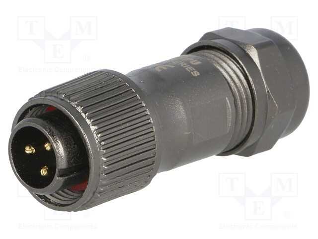 Ficha, ST12, macho, PIN: 3, IP67, 5÷8mm, 13A, sol.