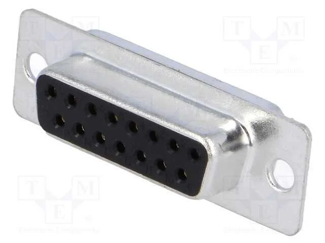 D-Sub, PIN: 15, ficha, fêmea, com cabo, solda, Co.