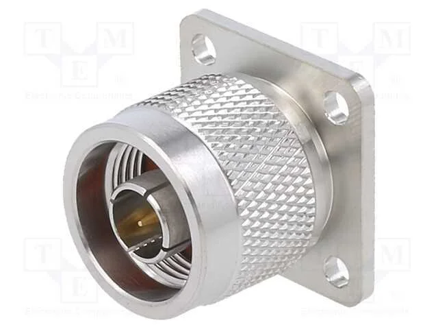 Tomada, N, macho, simples, 50O, solda, PTFE, dour.