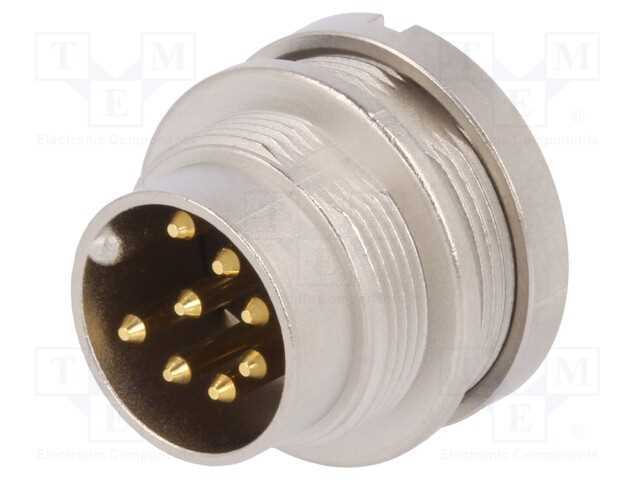 Conector: M16, Tomada, Macho, Solda, Pin: 8, 5a, .
