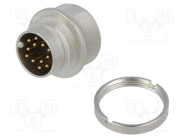 Conector: M16, Tomada, Macho, Solda, Pin: 12, 3a,.