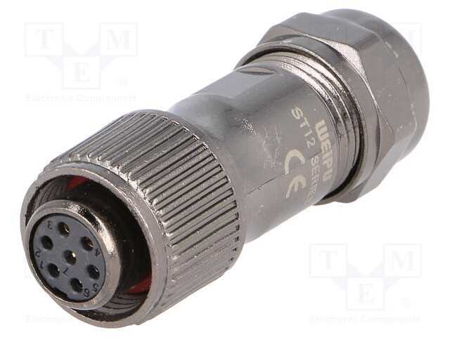 Ficha, ST12, fêmea, PIN: 7, IP67, 5÷8mm, 5A, sold.