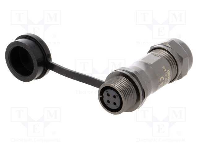 Ficha, ST12, fêmea, PIN: 4, IP67, 5÷8mm, 5A, sold.