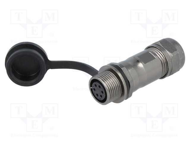 Ficha, ST12, fêmea, PIN: 6, IP67, 5÷8mm, 5A, sold.