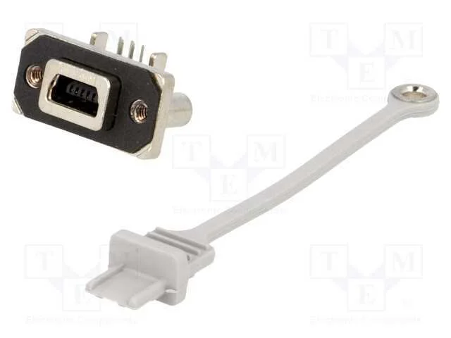 Tomada, Usb B Mini, Musb, para Painel,Roscado, Tht, Angulares 90