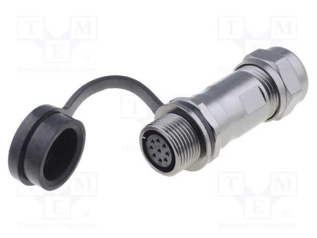 Ficha, ST12, fêmea, PIN: 9, IP67, 5÷8mm, 3A, sold.