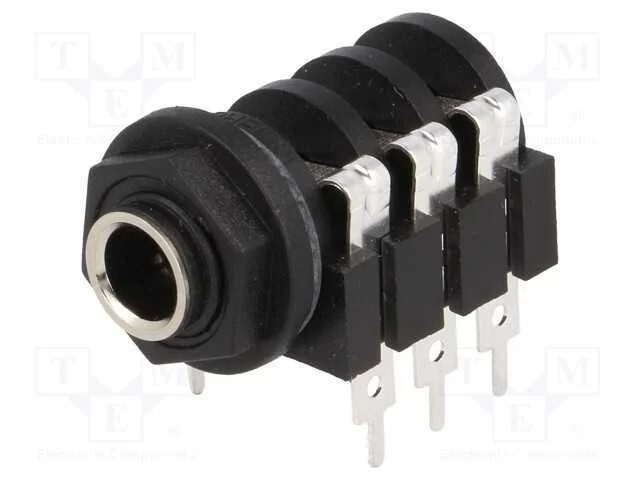 Tomada, Jack 6,3mm, Fêmea, Stereo,Com Interruptor Duplo, Solda
