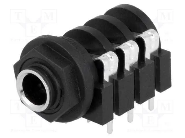 Tomada, Jack 6,3mm, Fêmea, Stereo,Com Interruptor Duplo, Tht