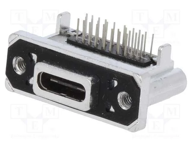Tomada, Usb C, Tht, Angulares 90, Usb 3.1, Ip67, Dourado, 5a