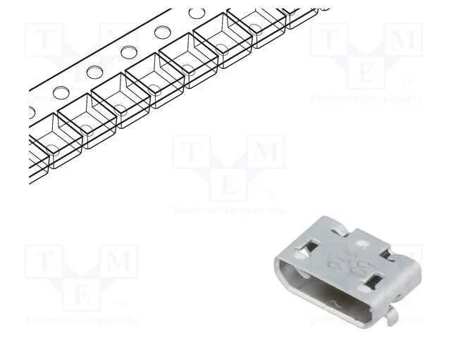 Tomada, Usb B Micro, para Pcb, Smt, Pin: 5, Horizontais, Usb 2.0