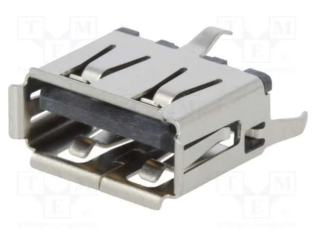 Tomada, Usb A, para Pcb, Tht, Pin: 4, Simples, Usb 2.0, Dourado