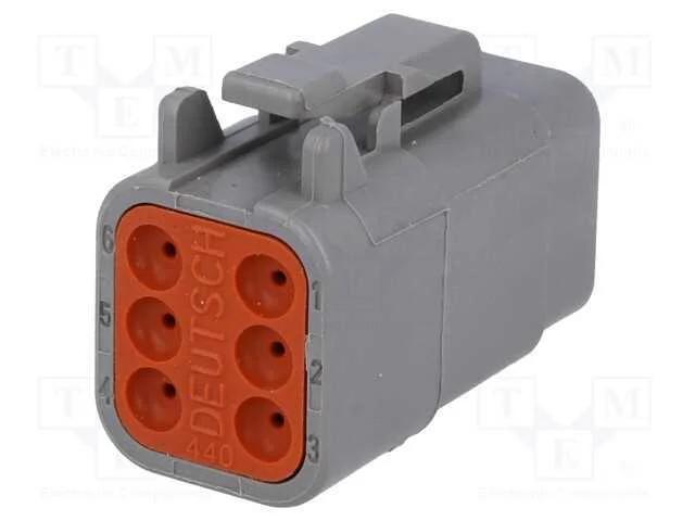 Conector: Fio-Fio, Dtm, Fêmea, Ficha, com Cabo, Pin: 6, Cinzenta