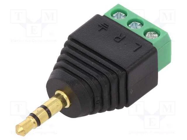 Adaptador, Jack 3,5mm 3pin Ficha,Bloco Terminal, Stereo, Pin: 3