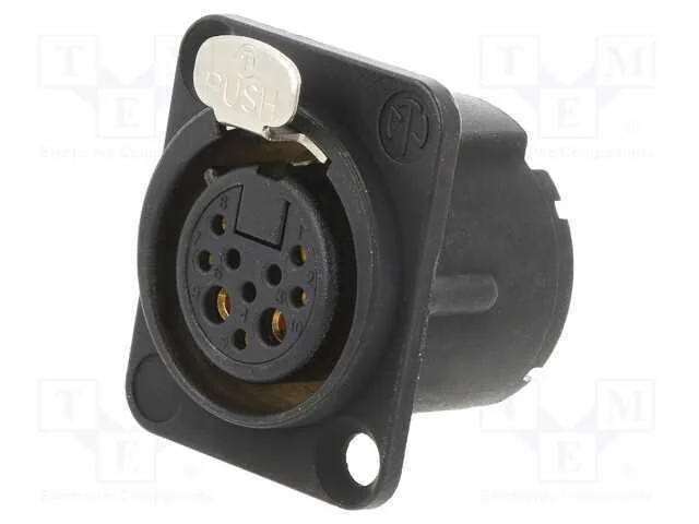 8+2 POLE FEMALE D-SIZE RECEPTACLE, BLACK CHROME M.