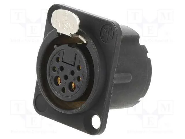8+2 POLE FEMALE D-SIZE RECEPTACLE, BLACK CHROME M.