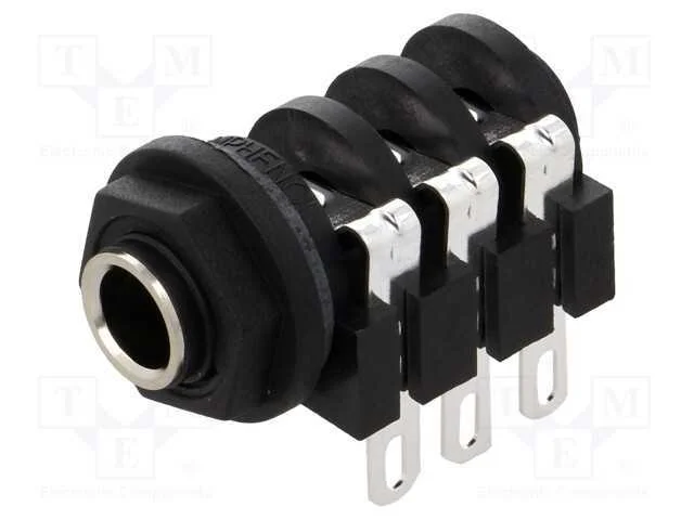 Tomada, Jack 6,3mm, Fêmea, Stereo,Com Interruptor Duplo, Solda