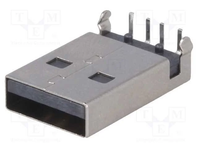 Ficha, Usb A, Macho, para Pcb, Tht, Pin: 4, Angulares 90, Blindadas