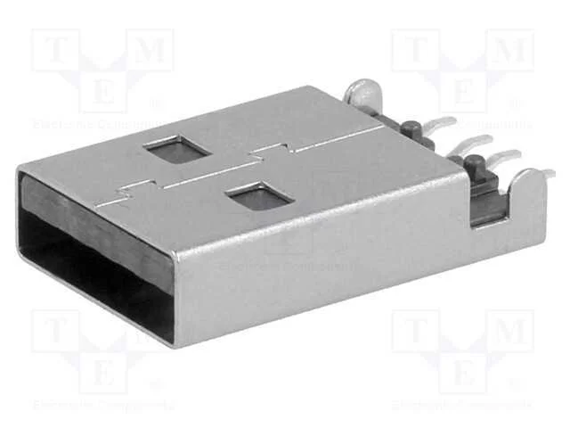 Ficha, Usb A, Macho, para Pcb, Smt, Pin: 4, Horizontais, Usb 2.0
