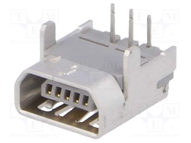 Tomada, USB AB mini, para PCB, THT, PIN: 5, angul.