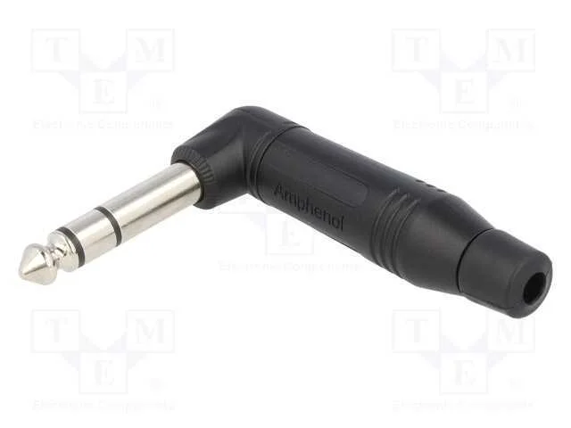 Ficha, Jack 6,3mm, Macho, Stereo, Faixas: 3, Angulares 90, Solda