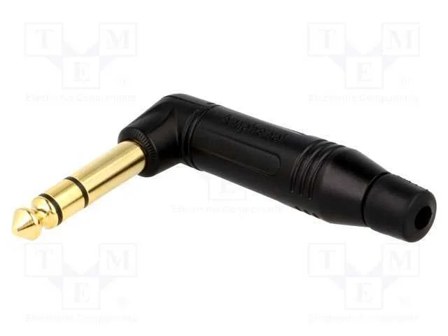 Ficha, Jack 6,3mm, Macho, Stereo, Faixas: 3, Angulares 90, Solda