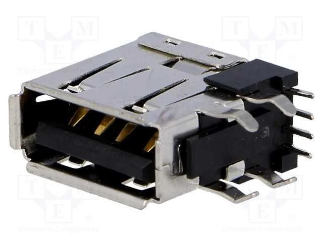 Tomada, Usb A, para Pcb, Tht, Pin: 4, Laterais,Angulares 90