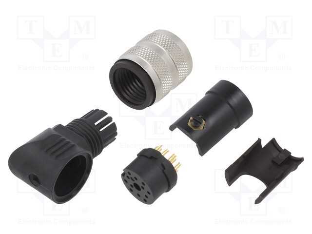 Conector: M16, ficha, fêmea, solda, com cabo, PIN.