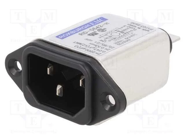Conector: de alimentação, tomada, macho, 6A, 250V.