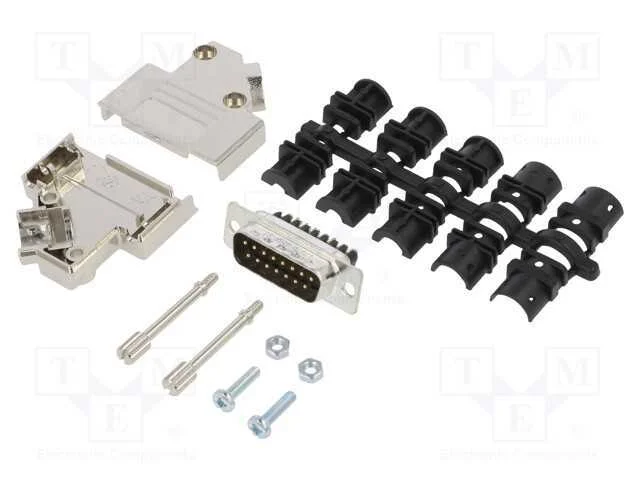 D-Sub, PIN: 15, macho, angulares 45, terminal par.