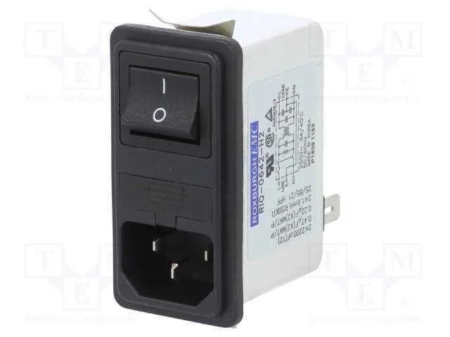 Conector: de alimentação, tomada, macho, 6A, 250V.