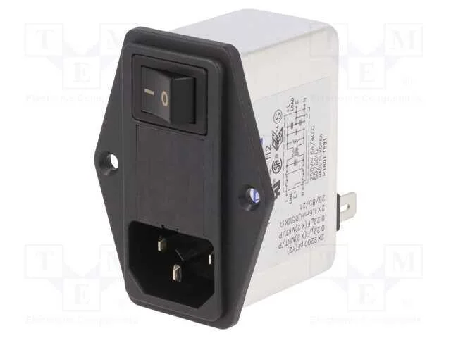 Conector: de alimentação, tomada, macho, 6A, 250V.