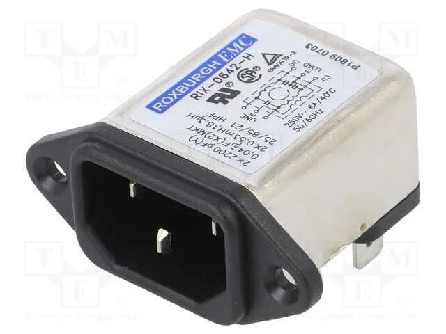 Conector: de alimentação, tomada, macho, 6A, 250V.