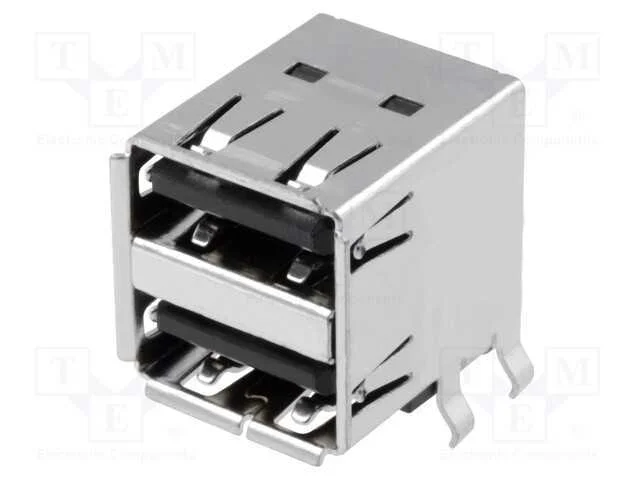 Tomada, Usb A, para Pcb, Tht, Pin: 4, Angulares 90, Duplas, Usb 2.0
