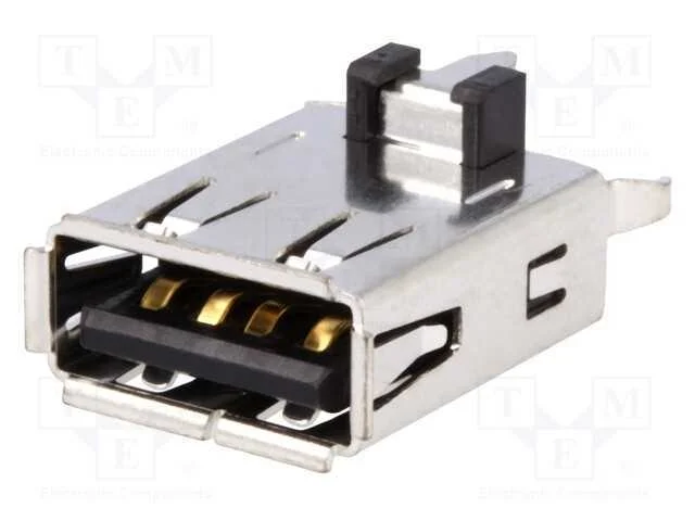 Tomada, Usb A, para Pcb, Tht, Pin: 4, Simples, Usb 2.0, Dourado
