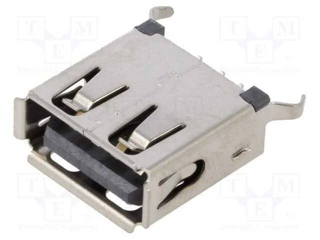 Tomada, USB A, THT, PIN: 4, verticais, USB 2.0, 1.
