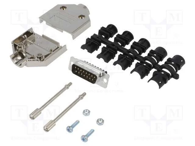 D-Sub, PIN: 15, macho, simples, terminal parafusa.